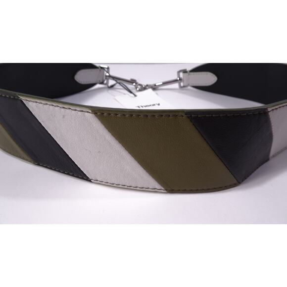Theory Women's Transformer Patchwork Strap Military Green Halyan Leather NWT 125 - Picture 15 of 15
